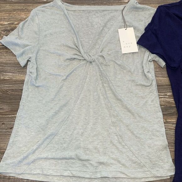 (2) Women's Short Sleeve V-Neck Linen T-Shirts - A New Day. Size Small. NWT. 3 - Picture 2 of 5